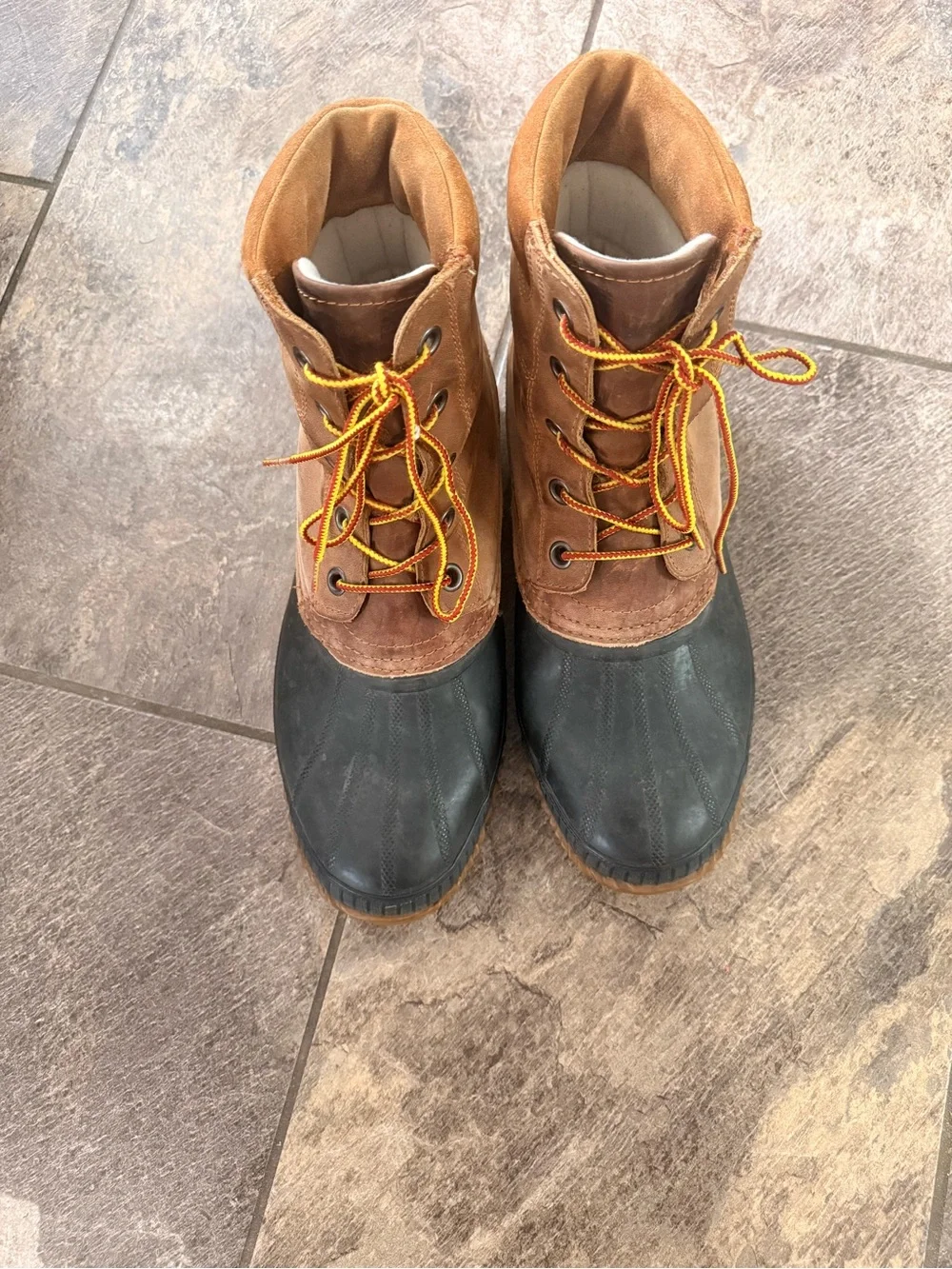 Sorel Men's Brown Leather Lace Up Duck Boots size 12 (Waterproof)